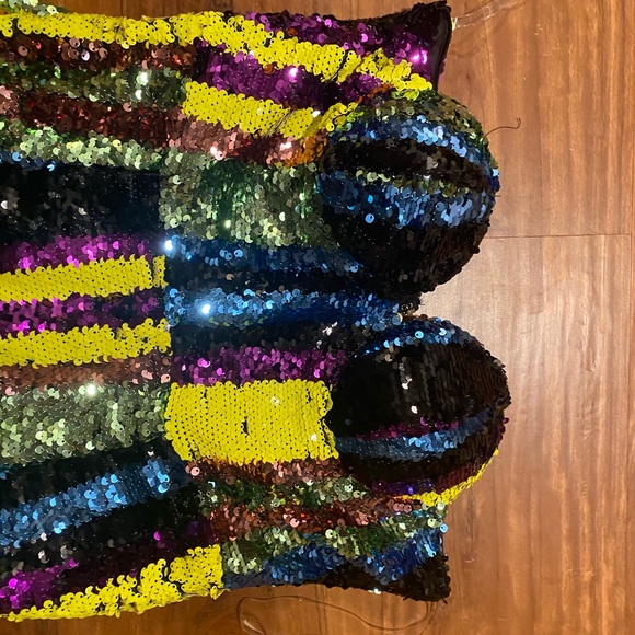 SEQUIN MULTICOLOR MINI DRESS SIZE L - Picture 3 of 6